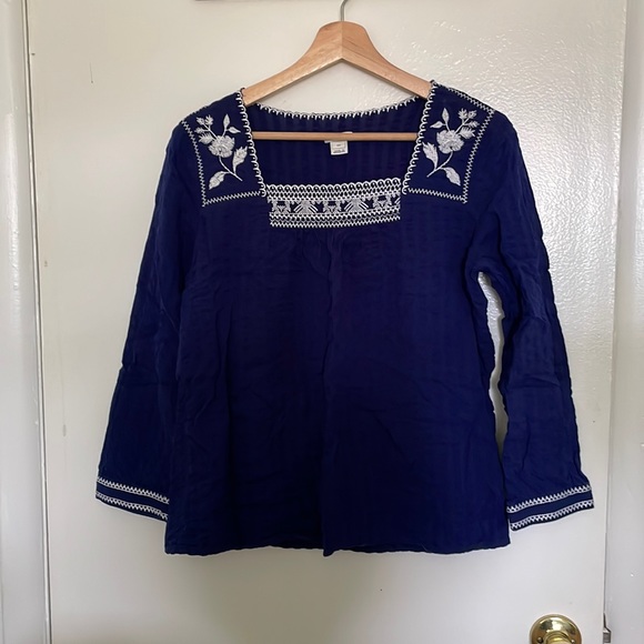 J Crew Factory Embroidered peasant top size XS - Picture 1 of 10